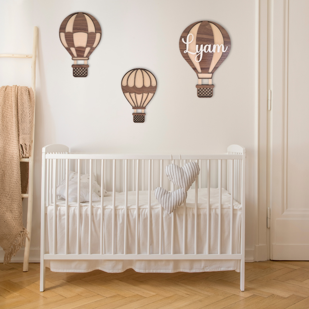 Houten luchtballon met naam