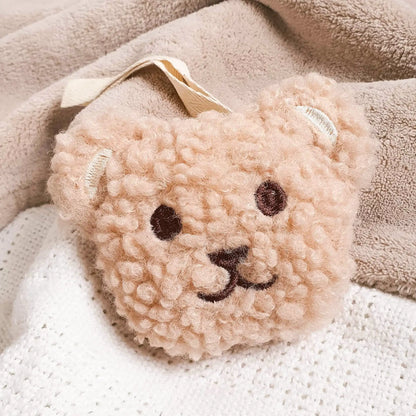 Crème beige teddybeer speenknuffel met pluchen berenkop voor fopspeen.